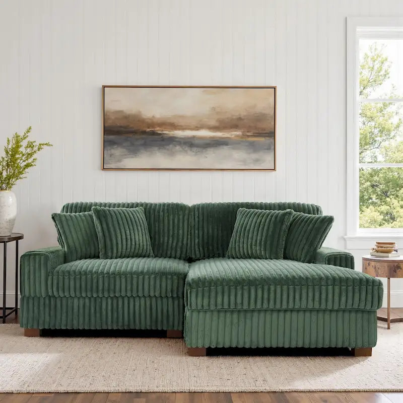 Canapé d'angle modulaire Anne 81 W en velours côtelé moelleux et confortable