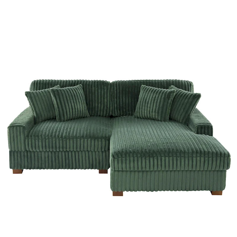 Canapé d'angle modulaire Anne 81 W en velours côtelé moelleux et confortable