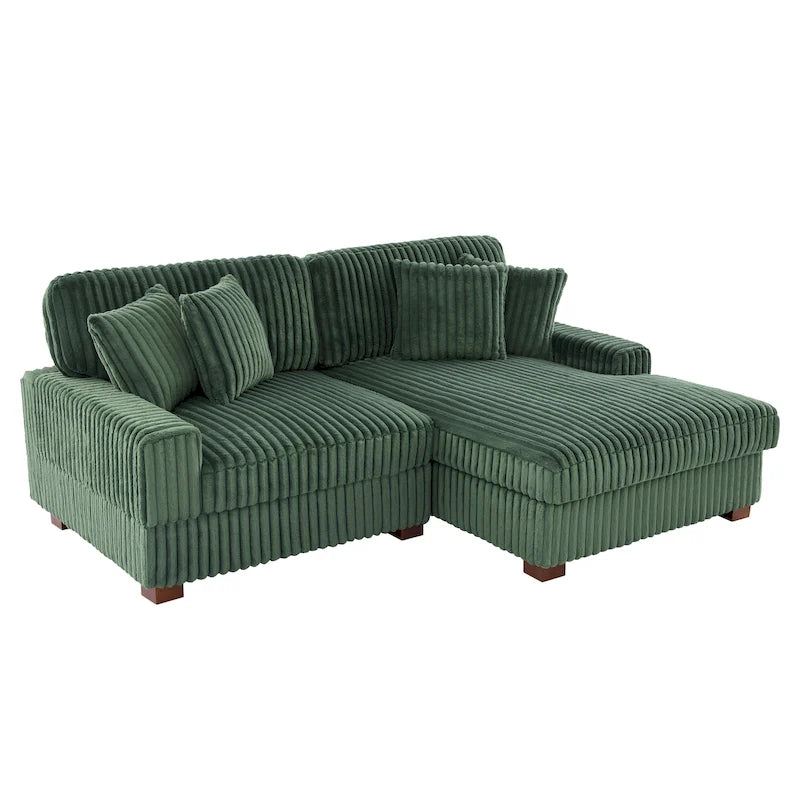 Canapé d'angle modulaire Anne 81 W en velours côtelé moelleux et confortable