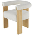 Fauteuil d'appoint rond en polyester bouclé, dossier incurvé, style moderne mi-siècle - Crème ou blanc - Roche River Decor