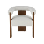 Fauteuil d'appoint rond en polyester bouclé, dossier incurvé, style moderne mi-siècle - Crème ou blanc - Roche River Decor