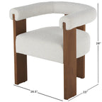 Fauteuil d'appoint rond en polyester bouclé, dossier incurvé, style moderne mi-siècle - Crème ou blanc - Roche River Decor