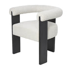 Fauteuil d'appoint rond en polyester bouclé, dossier incurvé, style moderne mi-siècle - Crème ou blanc - Roche River Decor