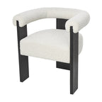 Fauteuil d'appoint rond en polyester bouclé, dossier incurvé, style moderne mi-siècle - Crème ou blanc - Roche River Decor