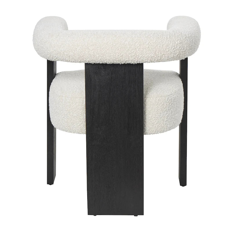 Fauteuil d'appoint rond en polyester bouclé, dossier incurvé, style moderne mi-siècle - Crème ou blanc - Roche River Decor