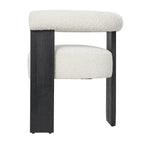 Fauteuil d'appoint rond en polyester bouclé, dossier incurvé, style moderne mi-siècle - Crème ou blanc - Roche River Decor