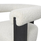 Fauteuil d'appoint rond en polyester bouclé, dossier incurvé, style moderne mi-siècle - Crème ou blanc - Roche River Decor