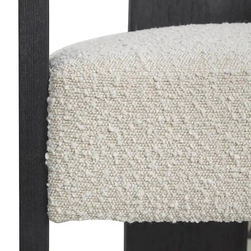 Fauteuil d'appoint rond en polyester bouclé, dossier incurvé, style moderne mi-siècle - Crème ou blanc - Roche River Decor