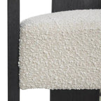 Fauteuil d'appoint rond en polyester bouclé, dossier incurvé, style moderne mi-siècle - Crème ou blanc - Roche River Decor