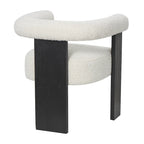 Fauteuil d'appoint rond en polyester bouclé, dossier incurvé, style moderne mi-siècle - Crème ou blanc - Roche River Decor