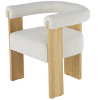 Fauteuil d'appoint rond en polyester bouclé, dossier incurvé, style moderne mi-siècle - Crème ou blanc - Roche River Decor