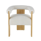 Fauteuil d'appoint rond en polyester bouclé, dossier incurvé, style moderne mi-siècle - Crème ou blanc - Roche River Decor
