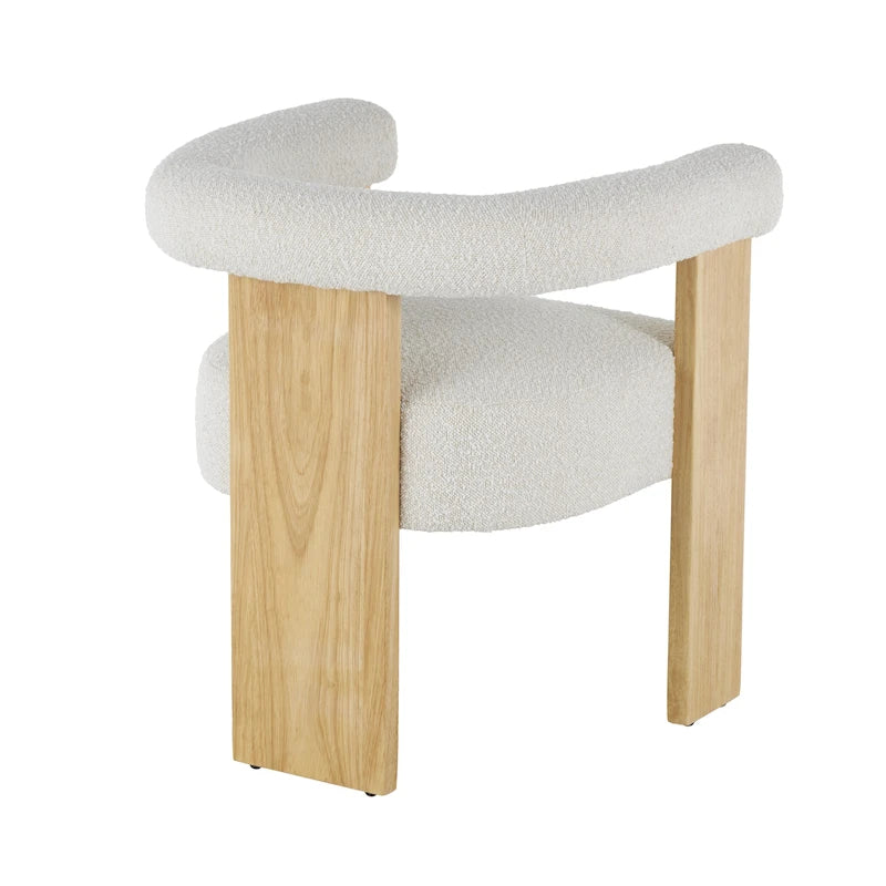 Fauteuil d'appoint rond en polyester bouclé, dossier incurvé, style moderne mi-siècle - Crème ou blanc - Roche River Decor