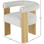 Fauteuil d'appoint rond en polyester bouclé, dossier incurvé, style moderne mi-siècle - Crème ou blanc - Roche River Decor