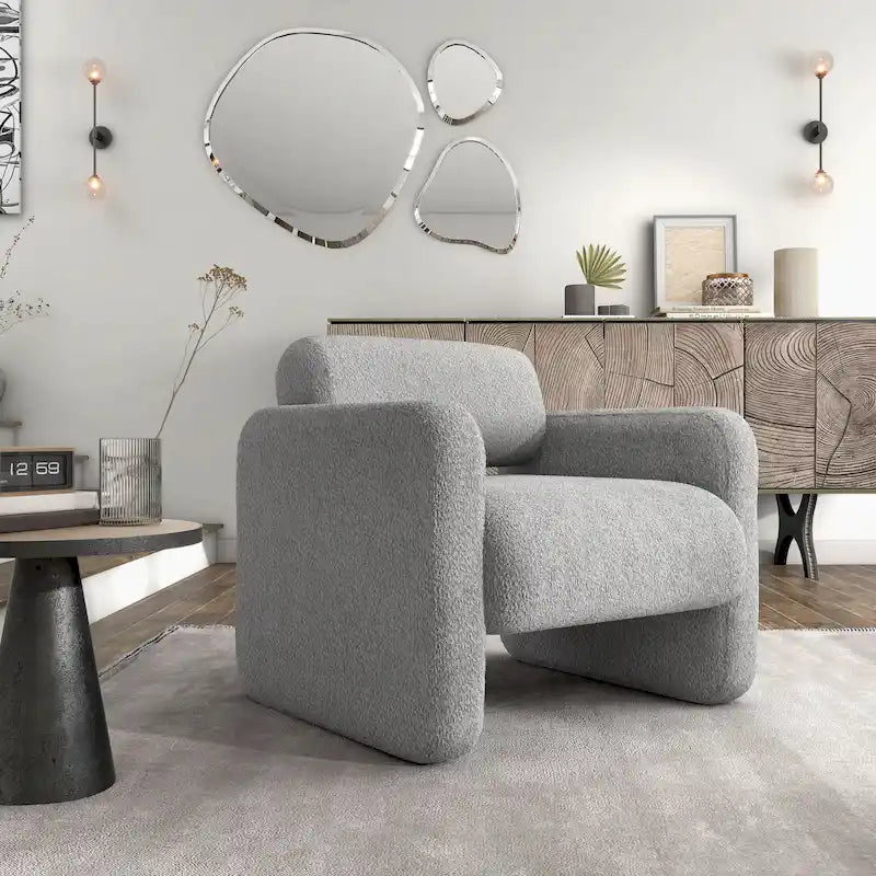 Fauteuil d'appoint Freesia moderne en tissu bouclé avec accoudoirs, fauteuil-canapé une place rembourré par Furniture of America