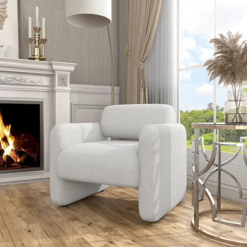 Fauteuil d'appoint Freesia moderne en tissu bouclé avec accoudoirs, fauteuil-canapé une place rembourré par Furniture of America