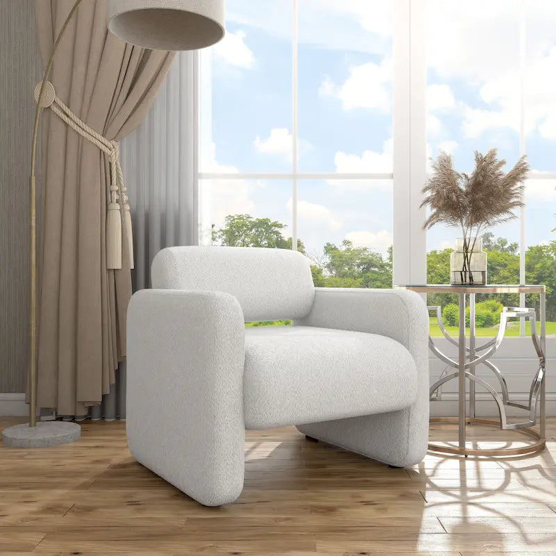 Fauteuil d'appoint Freesia moderne en tissu bouclé avec accoudoirs, fauteuil-canapé une place rembourré par Furniture of America