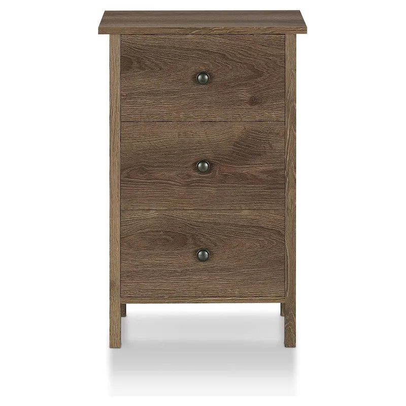 Table de chevet Mulgrew rustique en noyer vieilli, à 3 tiroirs, par Carbon Loft