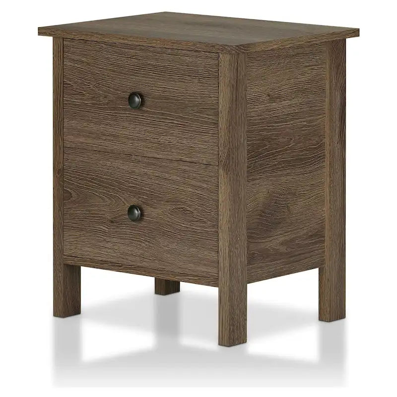 Table de chevet Mulgrew rustique en noyer vieilli, à 3 tiroirs, par Carbon Loft