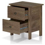 Table de chevet Mulgrew rustique en noyer vieilli, à 3 tiroirs, par Carbon Loft