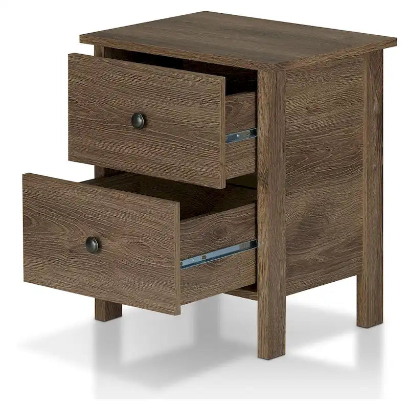 Table de chevet Mulgrew rustique en noyer vieilli, à 3 tiroirs, par Carbon Loft