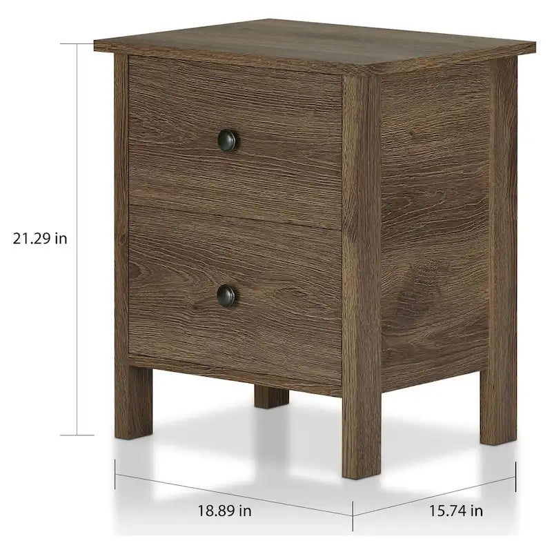 Table de chevet Mulgrew rustique en noyer vieilli, à 3 tiroirs, par Carbon Loft
