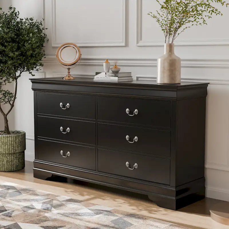 Commode traditionnelle à 6 tiroirs en bois massif Devi de Furniture of America