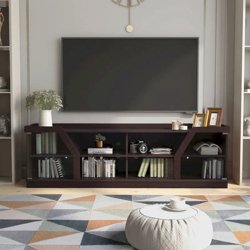 Meuble TV multifonctionnel Dellie Contemporary Espresso 71 pouces de Furniture of America