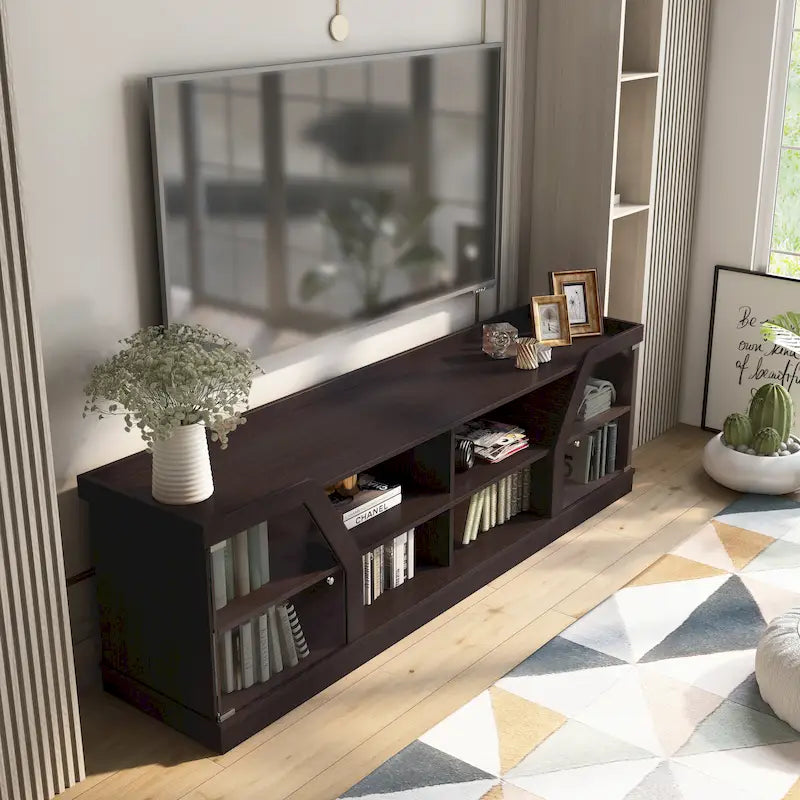 Meuble TV multifonctionnel Dellie Contemporary Espresso 71 pouces de Furniture of America