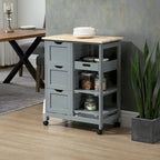 Chariot de cuisine roulant HOMCOM, chariot de service de bar, chariot compact sur roulettes avec plateau en bois, étagères et tiroirs pour la salle à manger à domicile