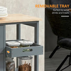 Chariot de cuisine roulant HOMCOM, chariot de service de bar, chariot compact sur roulettes avec plateau en bois, étagères et tiroirs pour la salle à manger à domicile