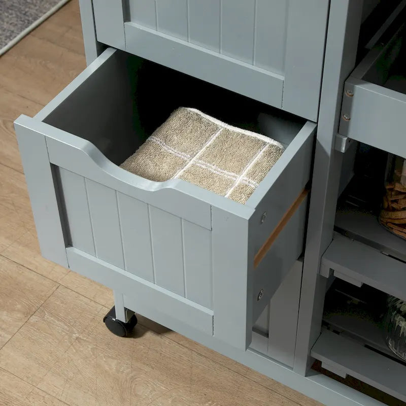 Chariot de cuisine roulant HOMCOM, chariot de service de bar, chariot compact sur roulettes avec plateau en bois, étagères et tiroirs pour la salle à manger à domicile