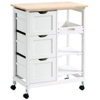 Chariot de cuisine roulant HOMCOM, chariot de service de bar, chariot compact sur roulettes avec plateau en bois, étagères et tiroirs pour la salle à manger à domicile