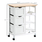 Chariot de cuisine roulant HOMCOM, chariot de service de bar, chariot compact sur roulettes avec plateau en bois, étagères et tiroirs pour la salle à manger à domicile