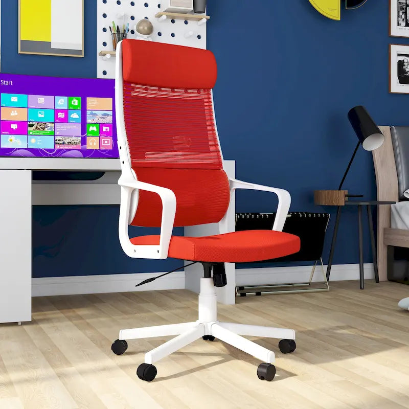 Chaise de bureau pivotante ergonomique Sykes, en tissu contemporain et réglable en hauteur, par Furniture of America