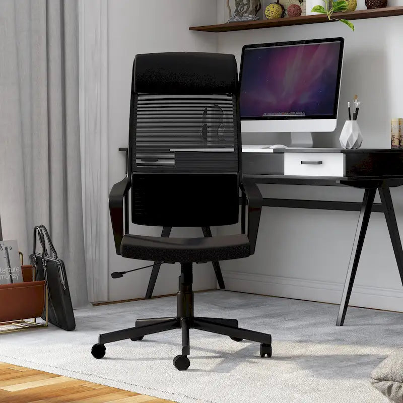 Chaise de bureau pivotante ergonomique Sykes, en tissu contemporain et réglable en hauteur, par Furniture of America