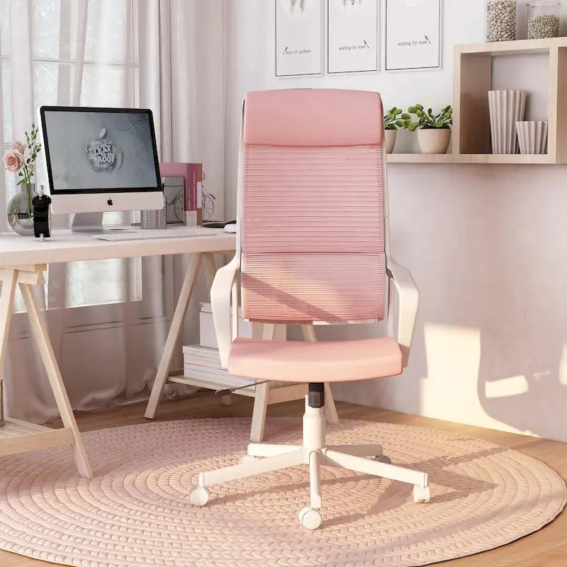 Chaise de bureau pivotante ergonomique Sykes, en tissu contemporain et réglable en hauteur, par Furniture of America