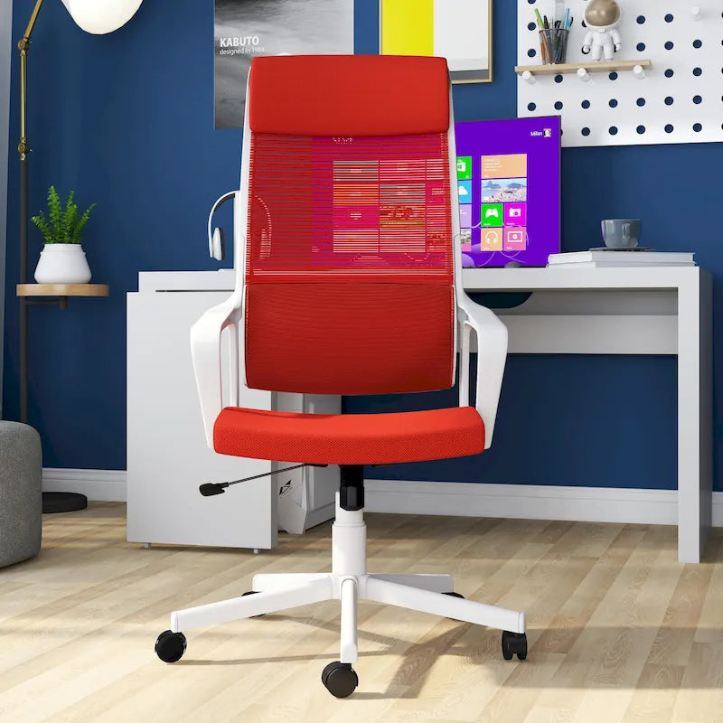 Chaise de bureau pivotante ergonomique Sykes, en tissu contemporain et réglable en hauteur, par Furniture of America
