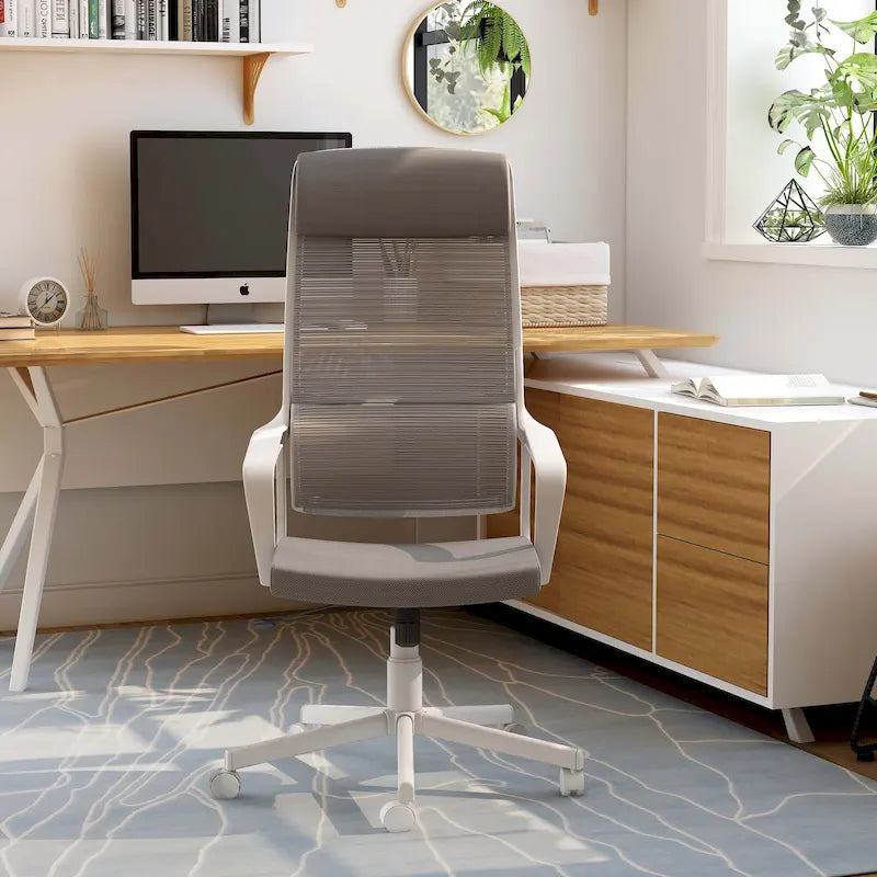 Chaise de bureau pivotante ergonomique Sykes, en tissu contemporain et réglable en hauteur, par Furniture of America