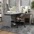 Bureau d'angle en L DH BASIC Urban 63 pouces avec rangements multiples, par Denhour