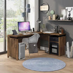 Bureau d'angle en L DH BASIC Urban 63 pouces avec rangements multiples, par Denhour