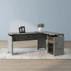Bureau d'angle en L DH BASIC Urban 63 pouces avec rangements multiples, par Denhour