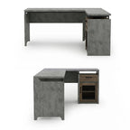 Bureau d'angle en L DH BASIC Urban 63 pouces avec rangements multiples, par Denhour