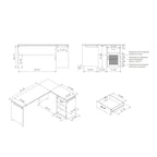 Bureau d'angle en L DH BASIC Urban 63 pouces avec rangements multiples, par Denhour