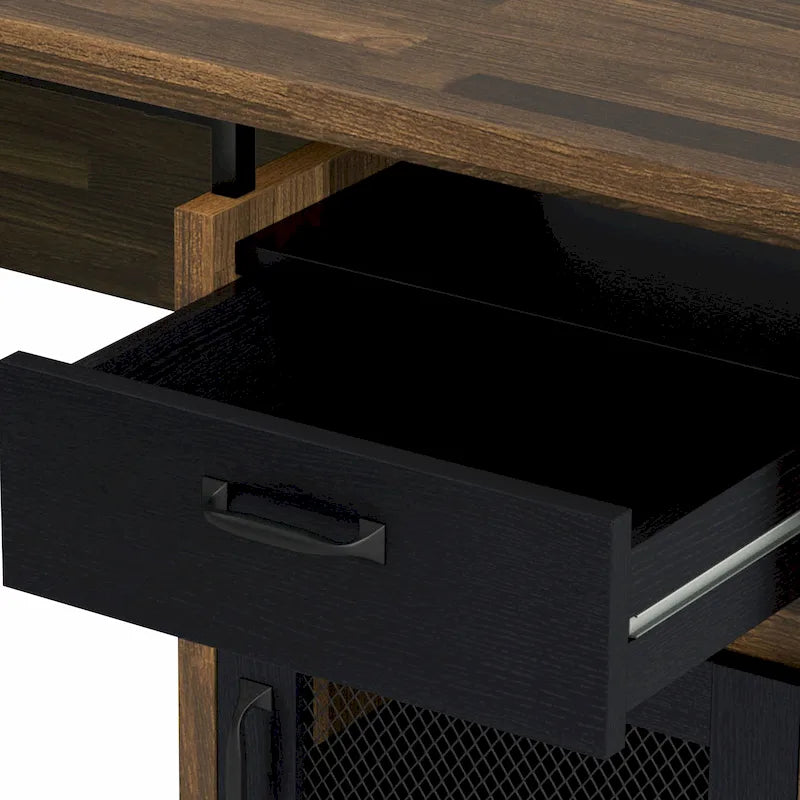 Bureau d'angle en L DH BASIC Urban 63 pouces avec rangements multiples, par Denhour