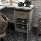 Bureau d'angle en L DH BASIC Urban 63 pouces avec rangements multiples, par Denhour
