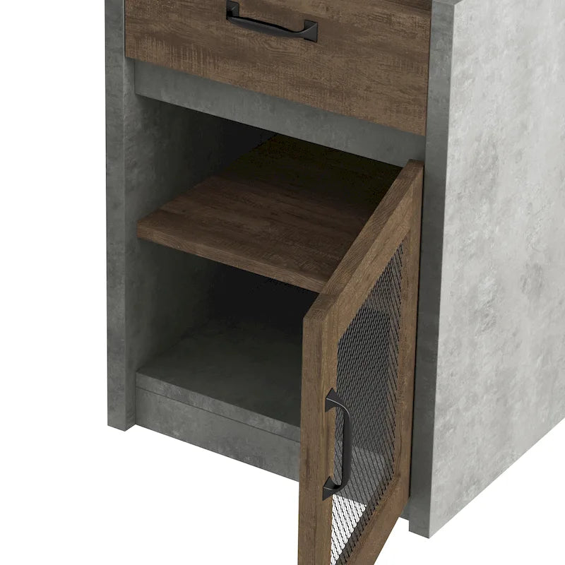Bureau d'angle en L DH BASIC Urban 63 pouces avec rangements multiples, par Denhour