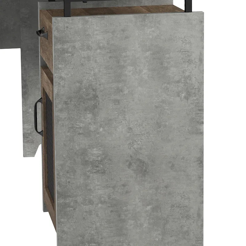 Bureau d'angle en L DH BASIC Urban 63 pouces avec rangements multiples, par Denhour