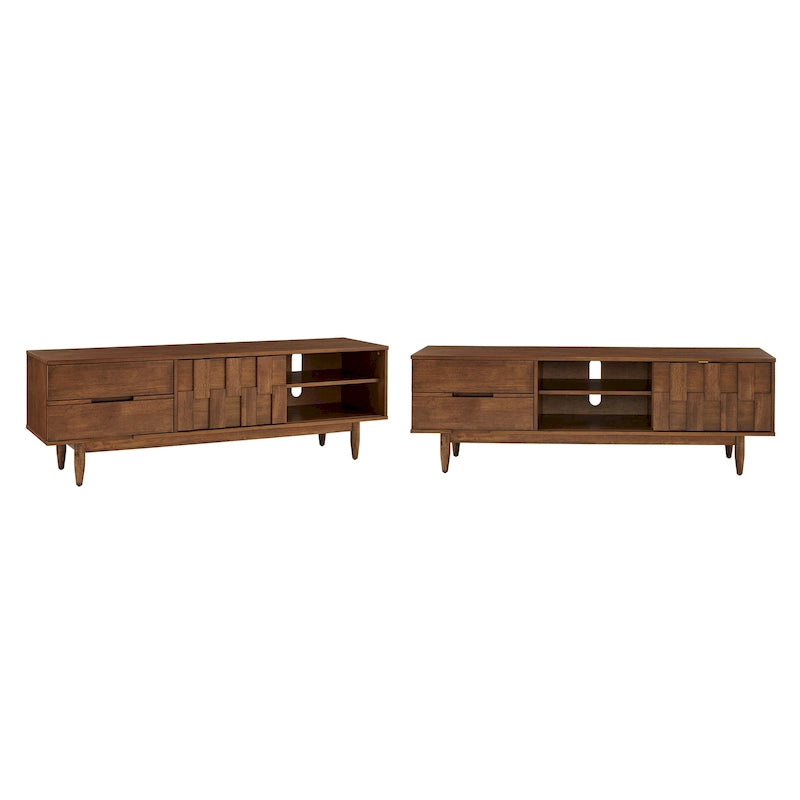 Meuble TV Bardolino style milieu du siècle en bois à 2 tiroirs