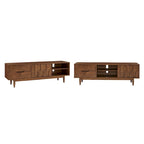 Meuble TV Bardolino style milieu du siècle en bois à 2 tiroirs